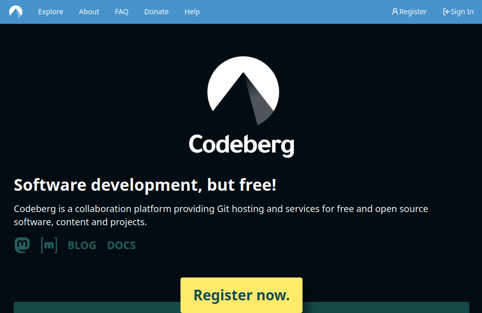 Codeberg's home page